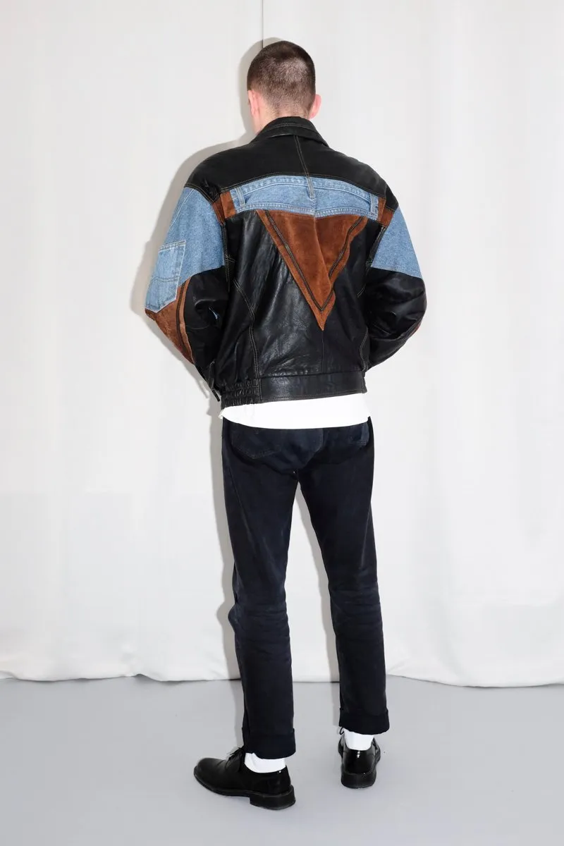 0528_VINTAGE LEATHER JEANS JACKET