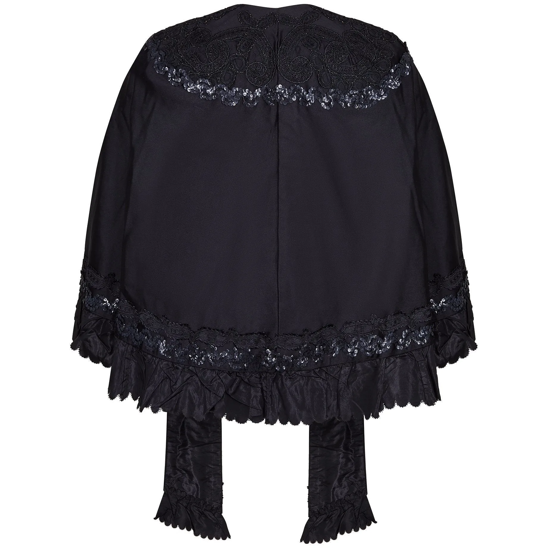 1880s Victorian Silk and Sequin Mourning Mantle Jacket