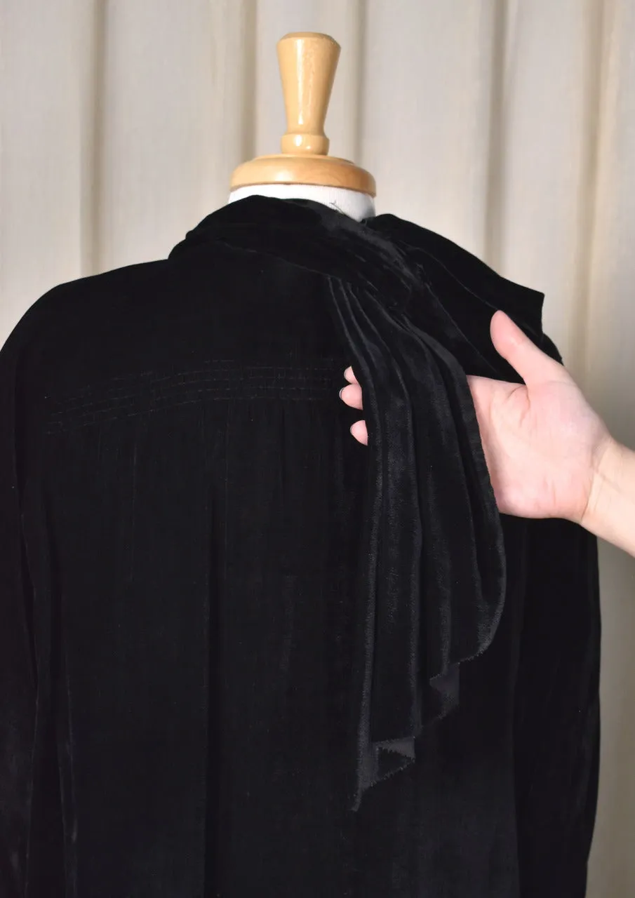 1940s Vintage Asymmetrical Black Velvet Jacket