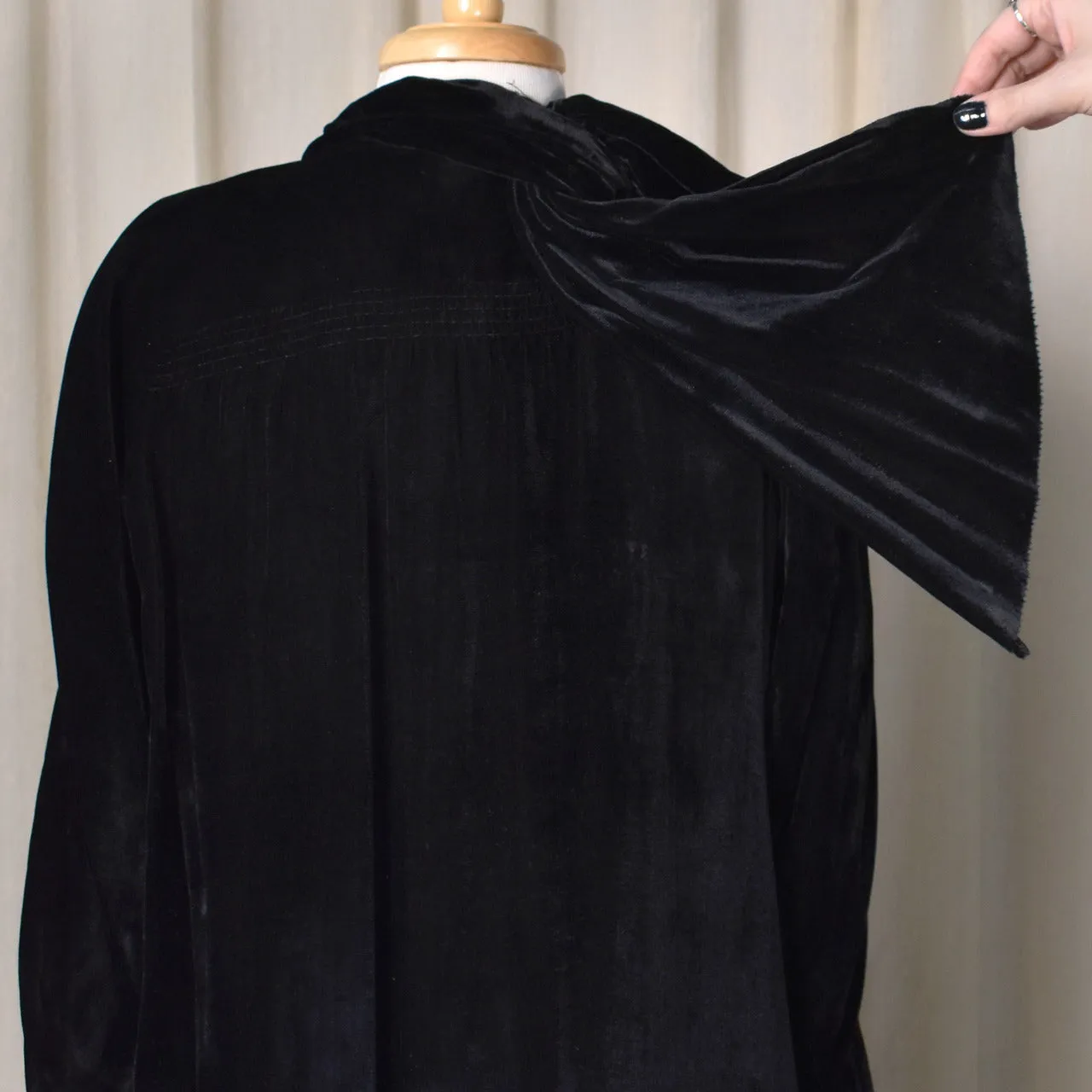 1940s Vintage Asymmetrical Black Velvet Jacket