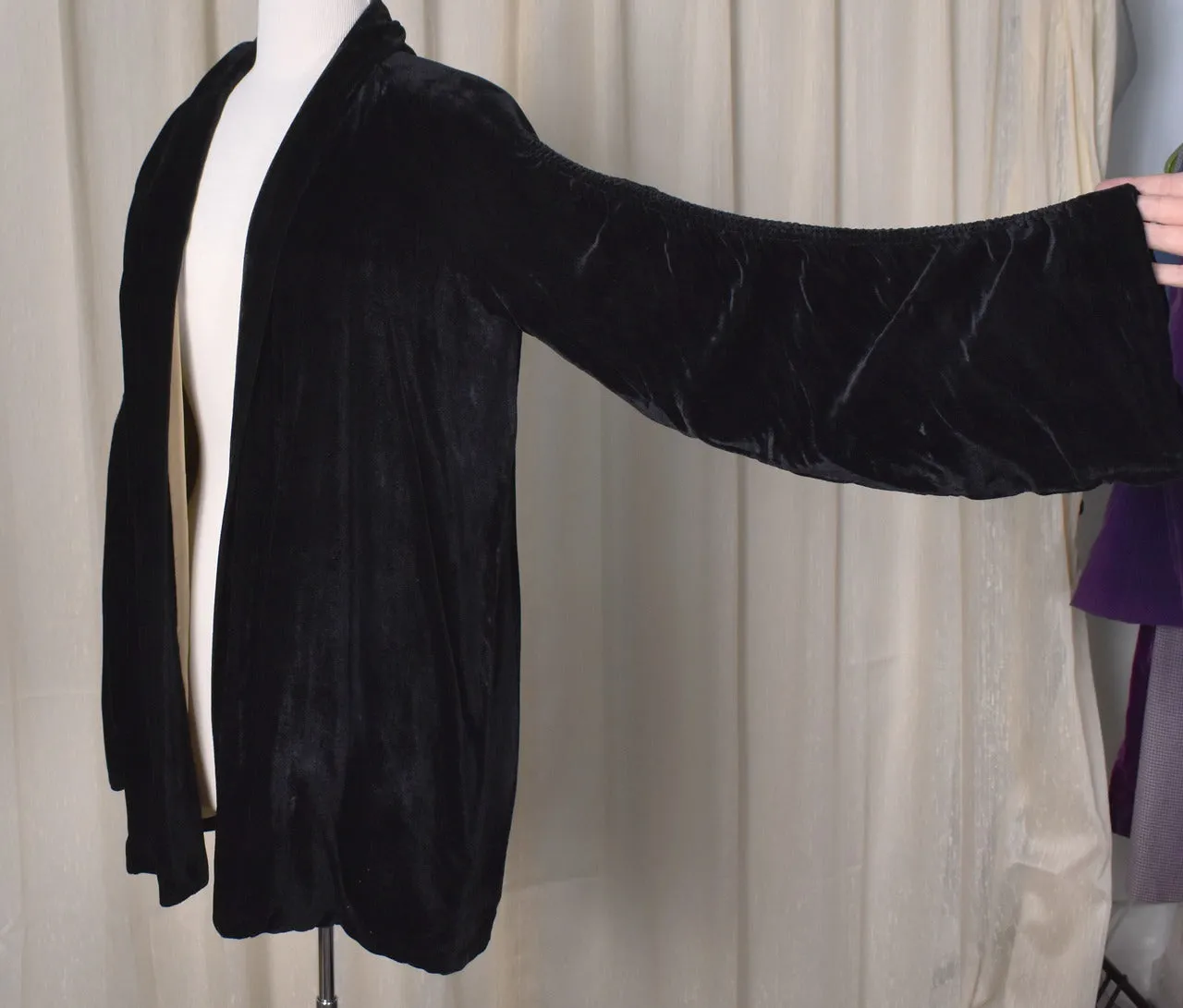 1940s Vintage Asymmetrical Black Velvet Jacket