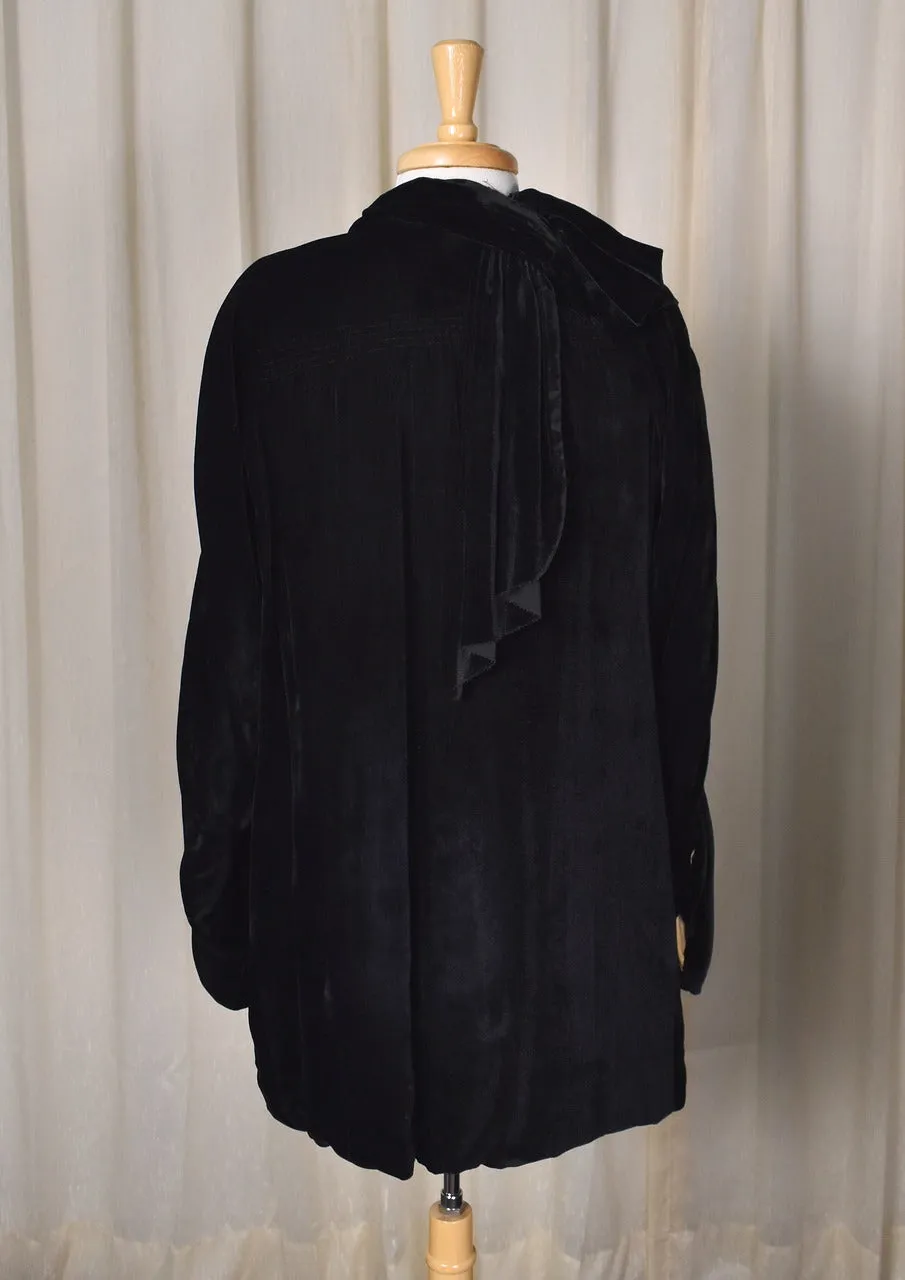 1940s Vintage Asymmetrical Black Velvet Jacket