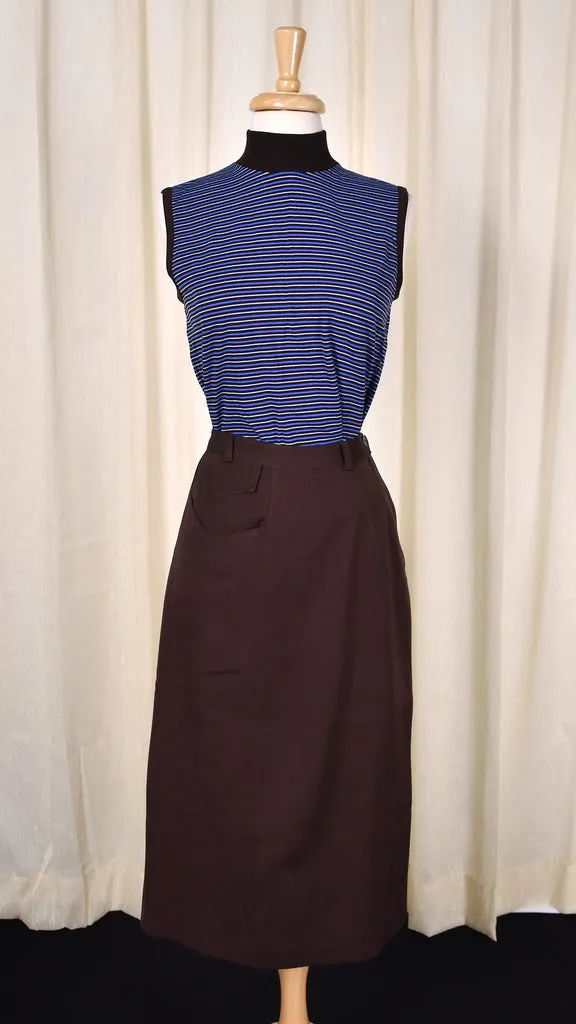 1940s Vintage Brown V Pocket Skirt