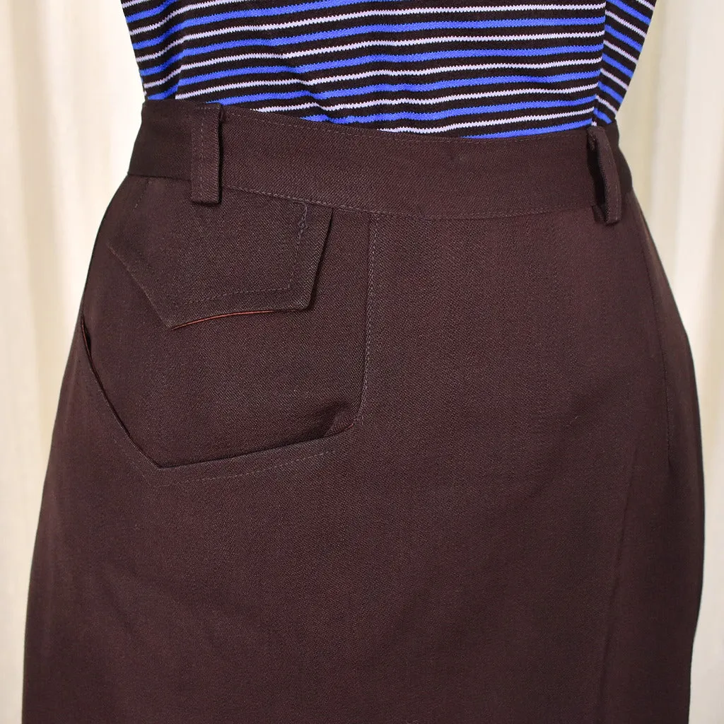 1940s Vintage Brown V Pocket Skirt