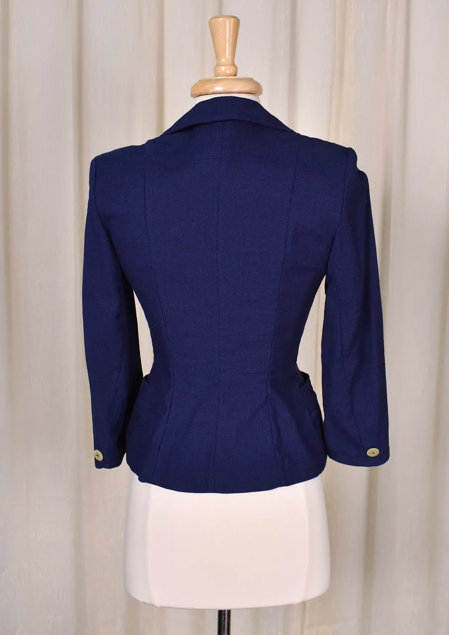 1950s Blue Faux Pocket Blazer Jacket