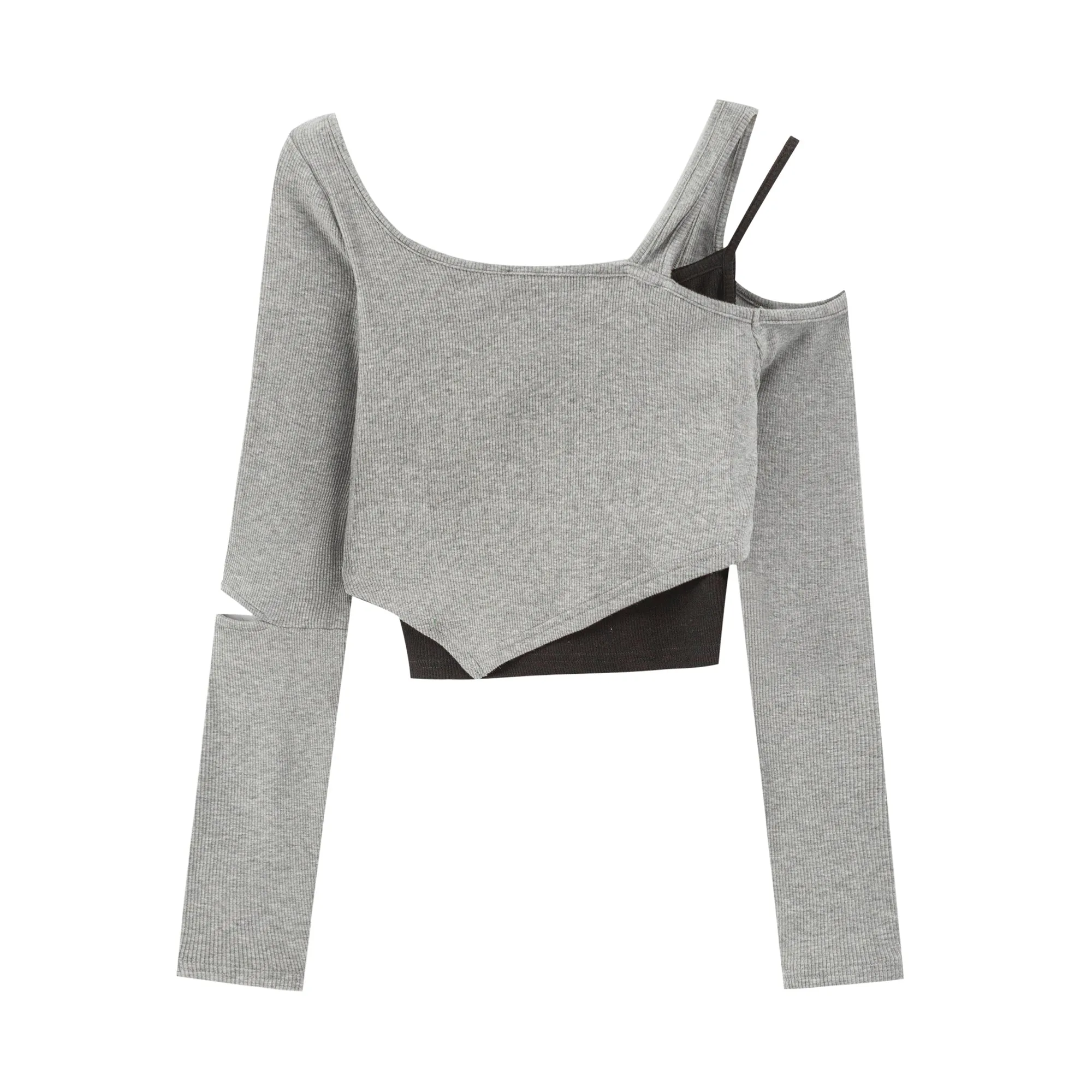 2-Layer Unbalanced Long-Sleeved Top