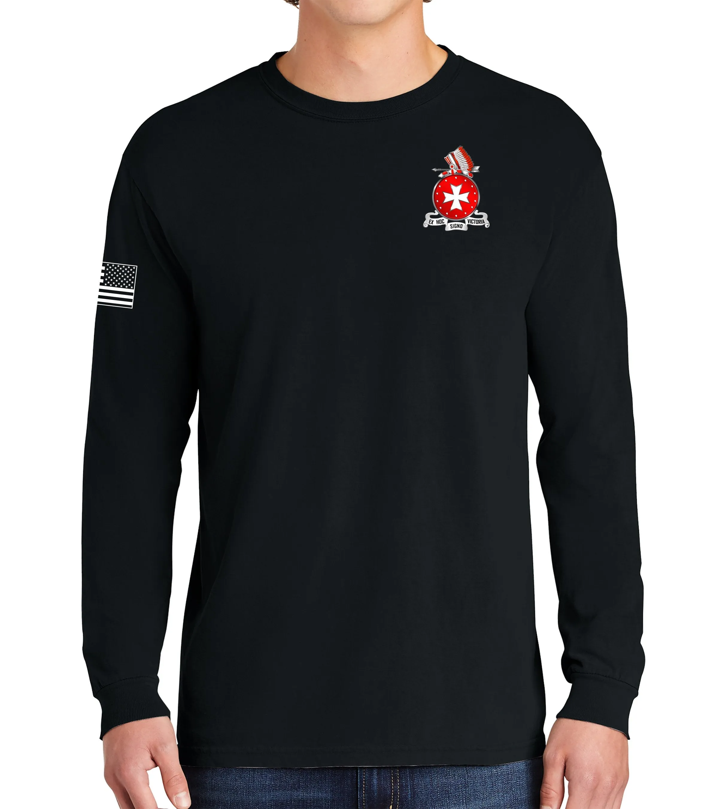 A Battery Long Sleeve 50-50 Blend Unisex Shirt. This shirt IS approved for PT