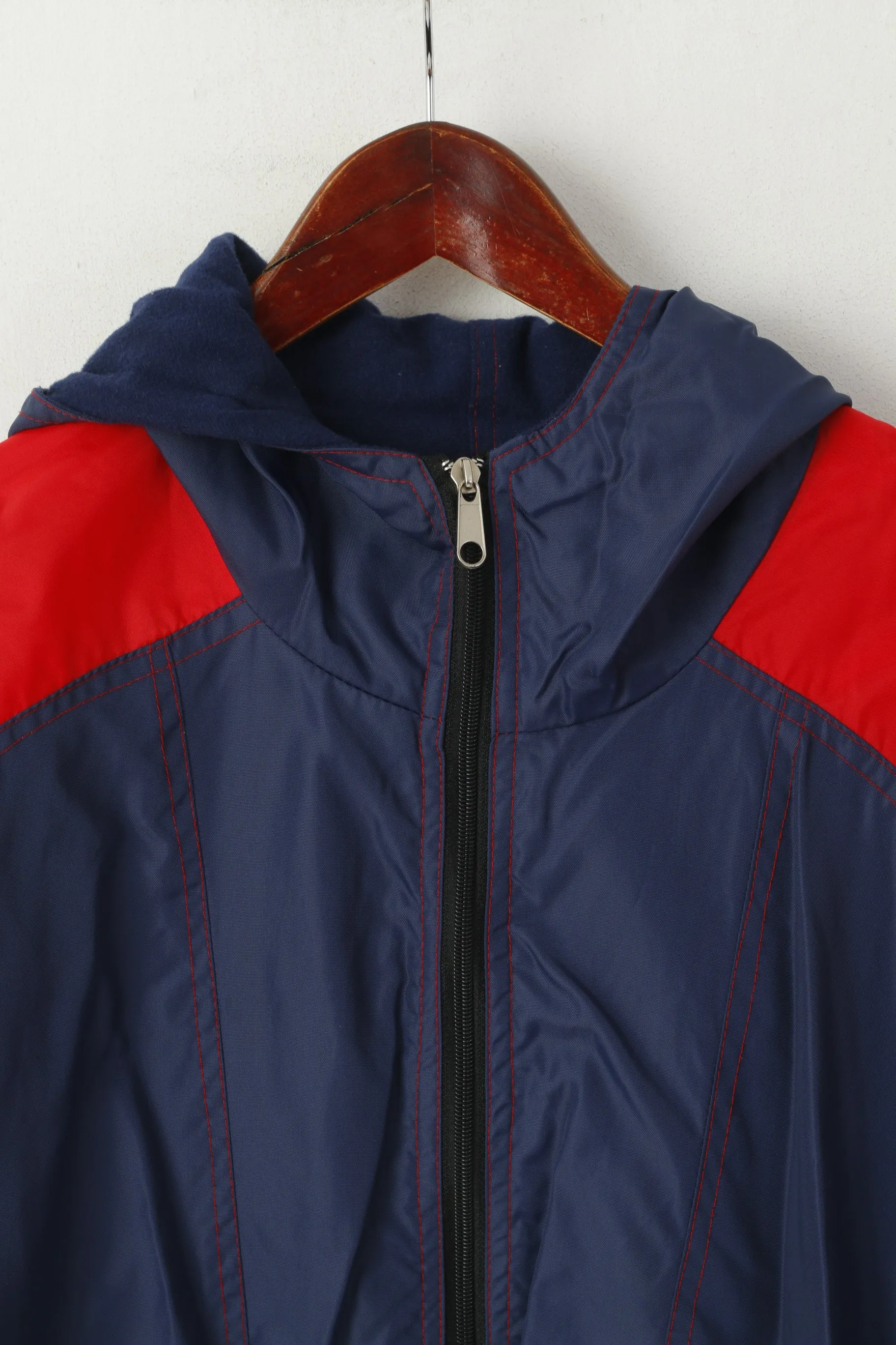 Adidas Men M Jacket Navy Vintage Red Double Sided Hooded Lightweight Top