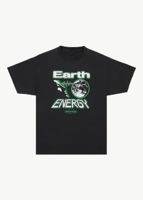 AFENDS Mens Black Boxy Fit Earth Energy Tee in Stone