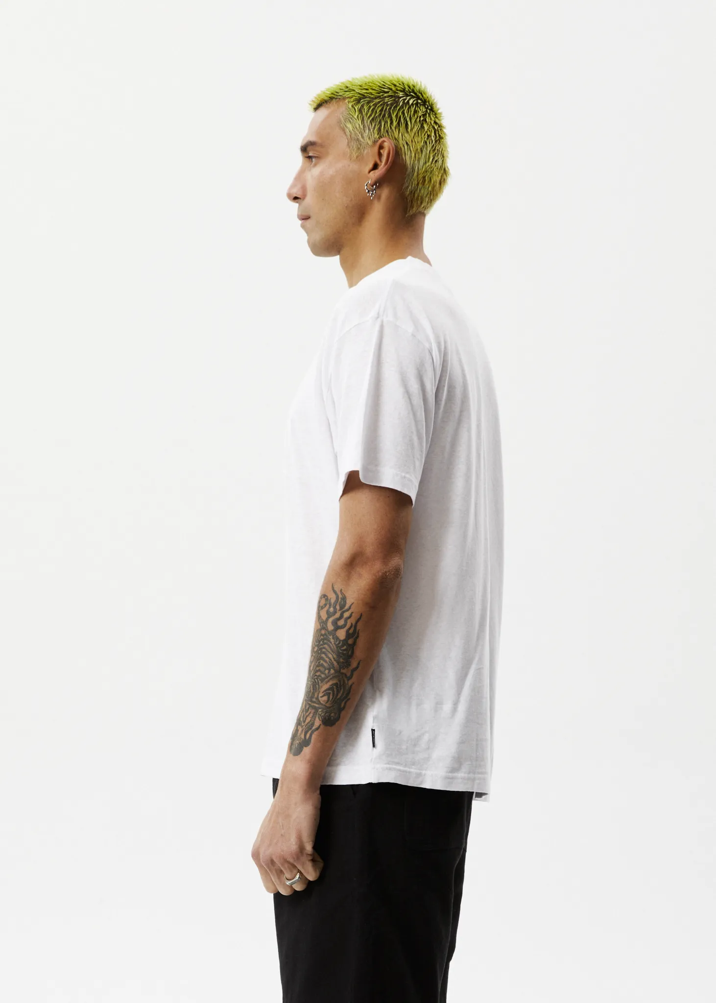 AFENDS Mens Essential Boxy Fit White Tee-Shirt