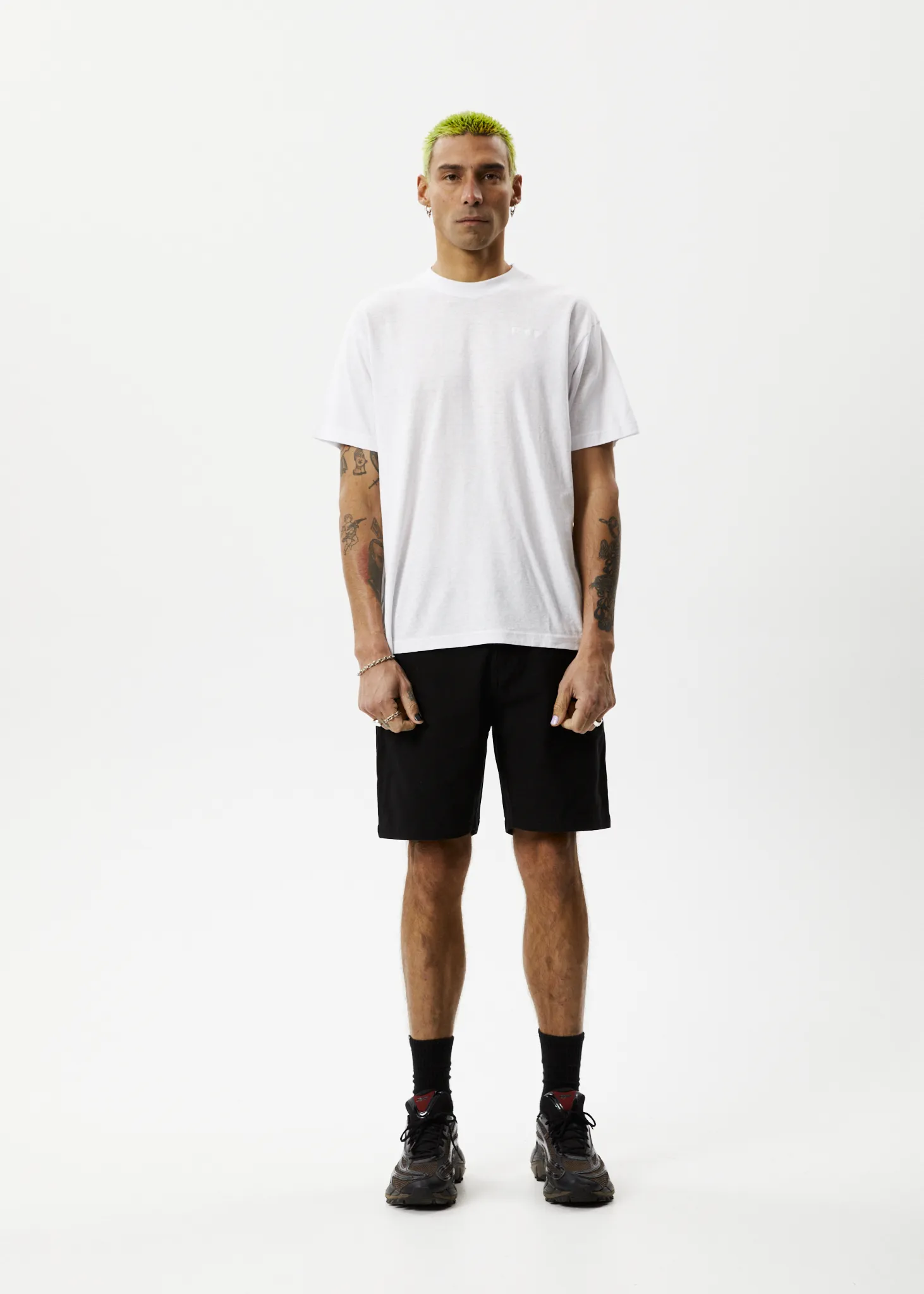 AFENDS Mens Essential Boxy Fit White Tee-Shirt