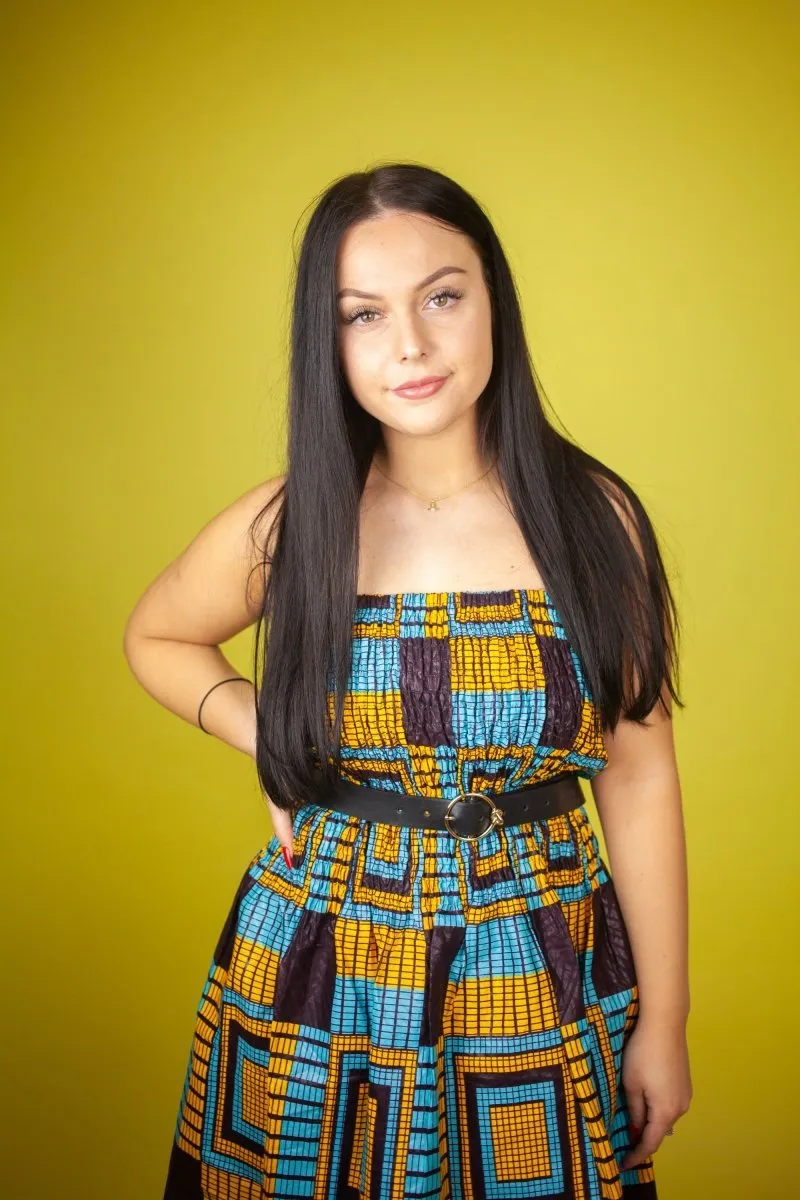 African Dress in Amazing Blue Kente