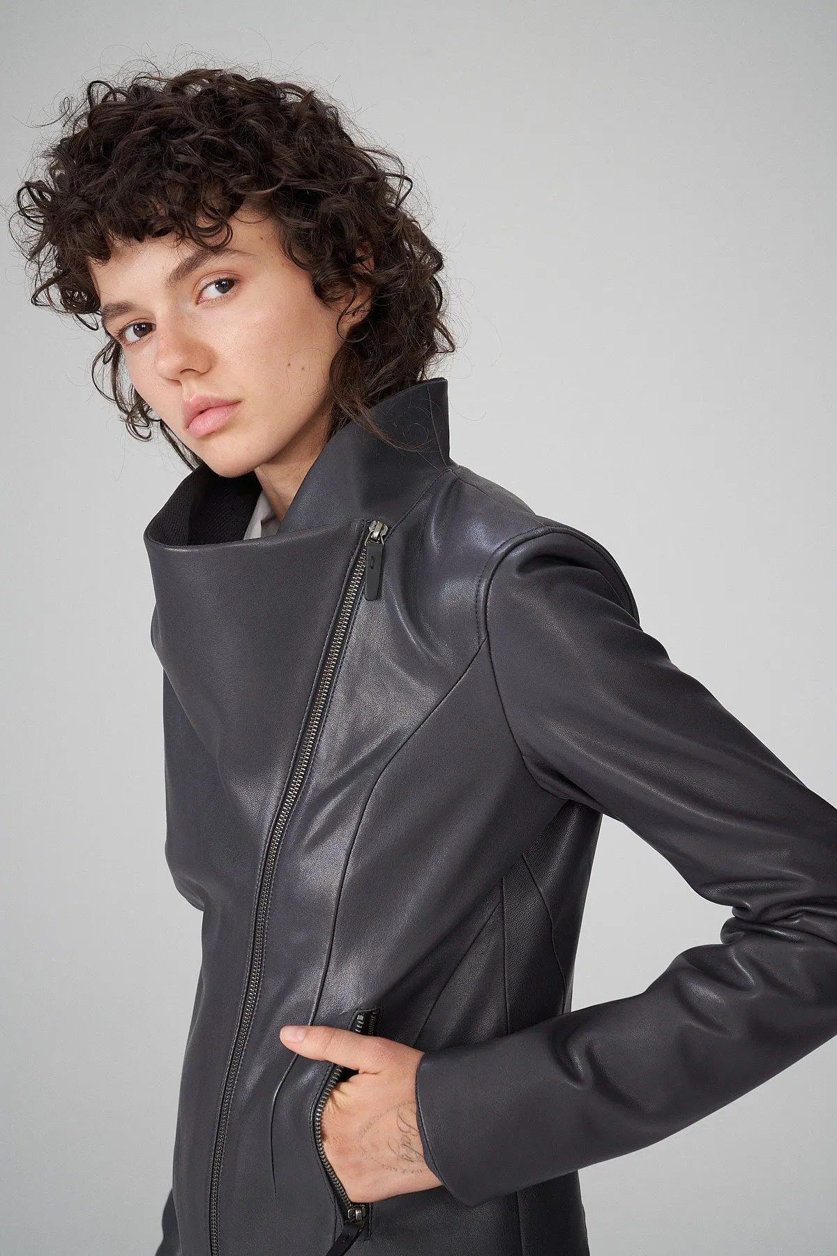 Alba - Anthracite Leather Jacket