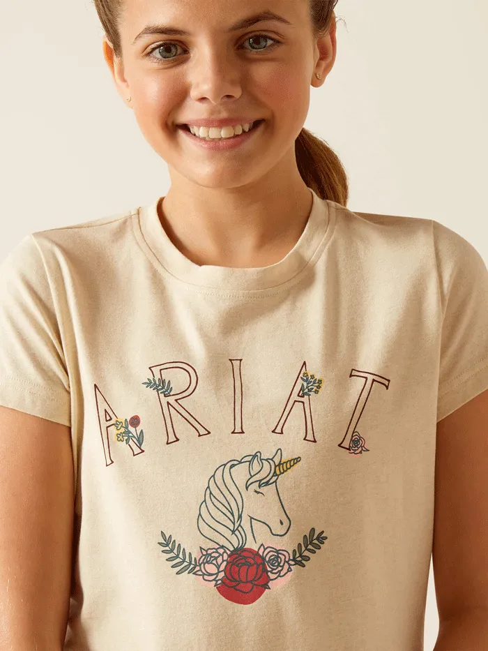 Ariat 10048556 Kids Unicorn Insignia T-Shirt Oatmeal Heather