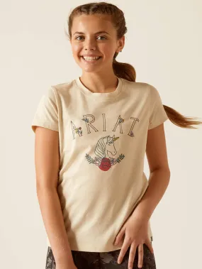 Ariat 10048556 Kids Unicorn Insignia T-Shirt Oatmeal Heather