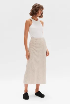 Assembly Label - Wool Cashmere Rib Skirt - Oat Marle