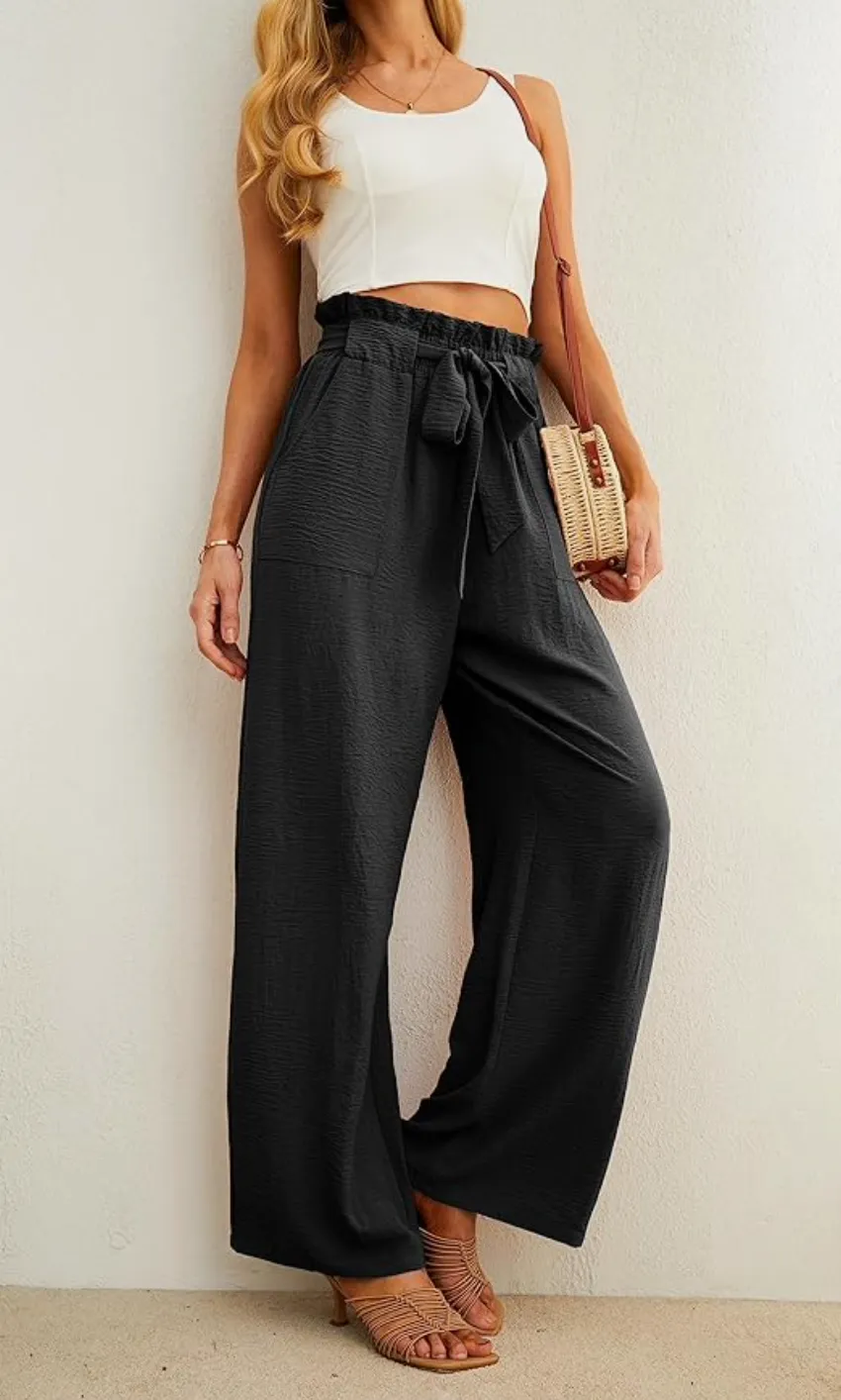 Aviva High Waisted Pants | Black