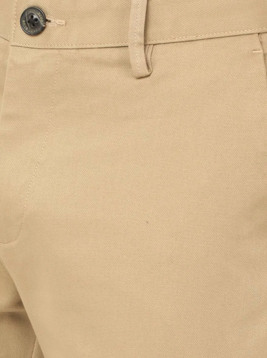 Beige Solid Uno Fit Casual Trouser | JadeBlue