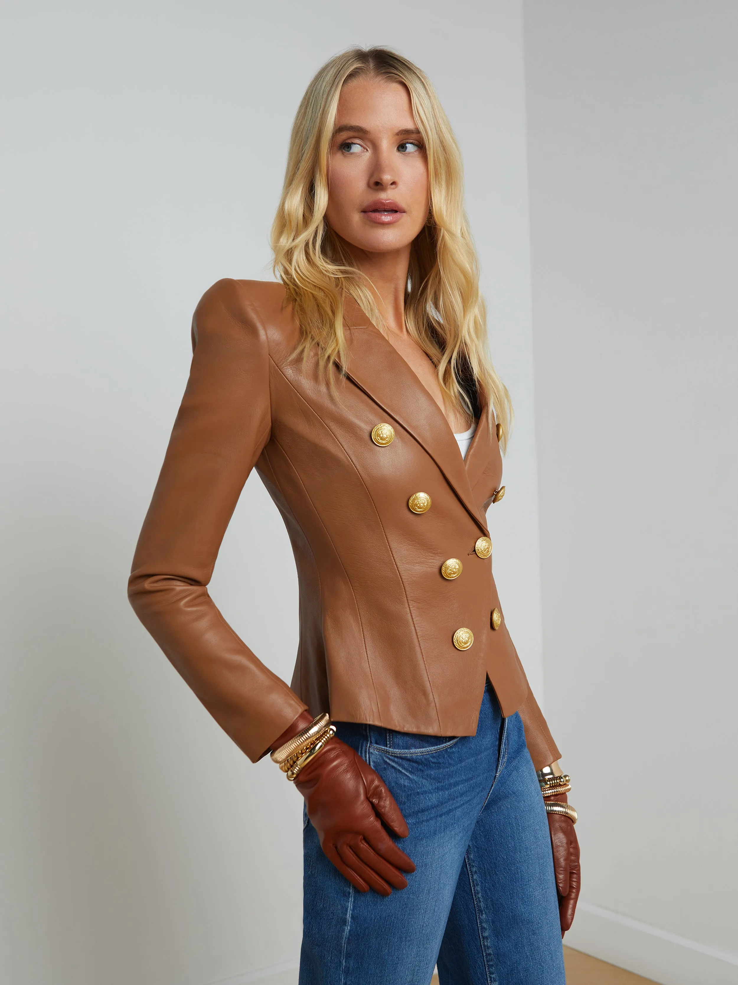 Bethany Leather Tapered Blazer