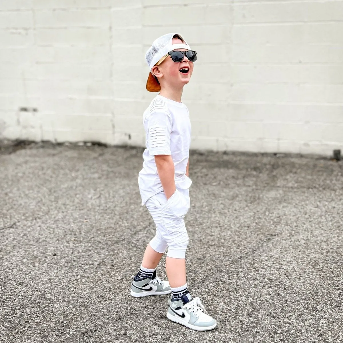 Biker Shorts- White