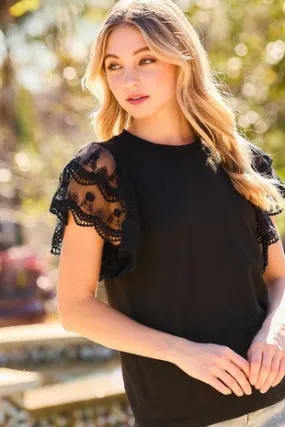 Black and Lace Top - Bella Chic Fashion