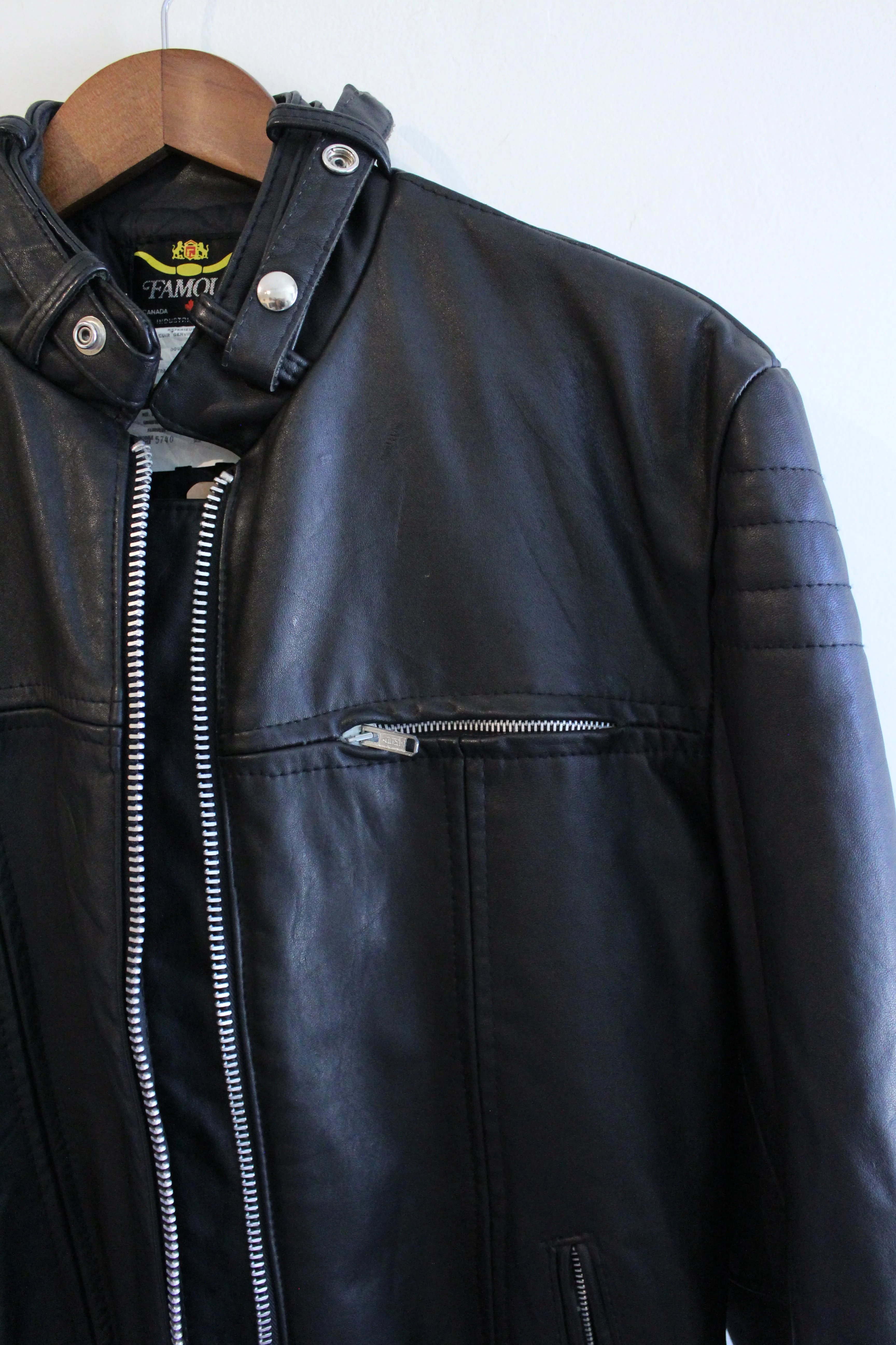 Black Leather Vintage Motorcycle Jacket