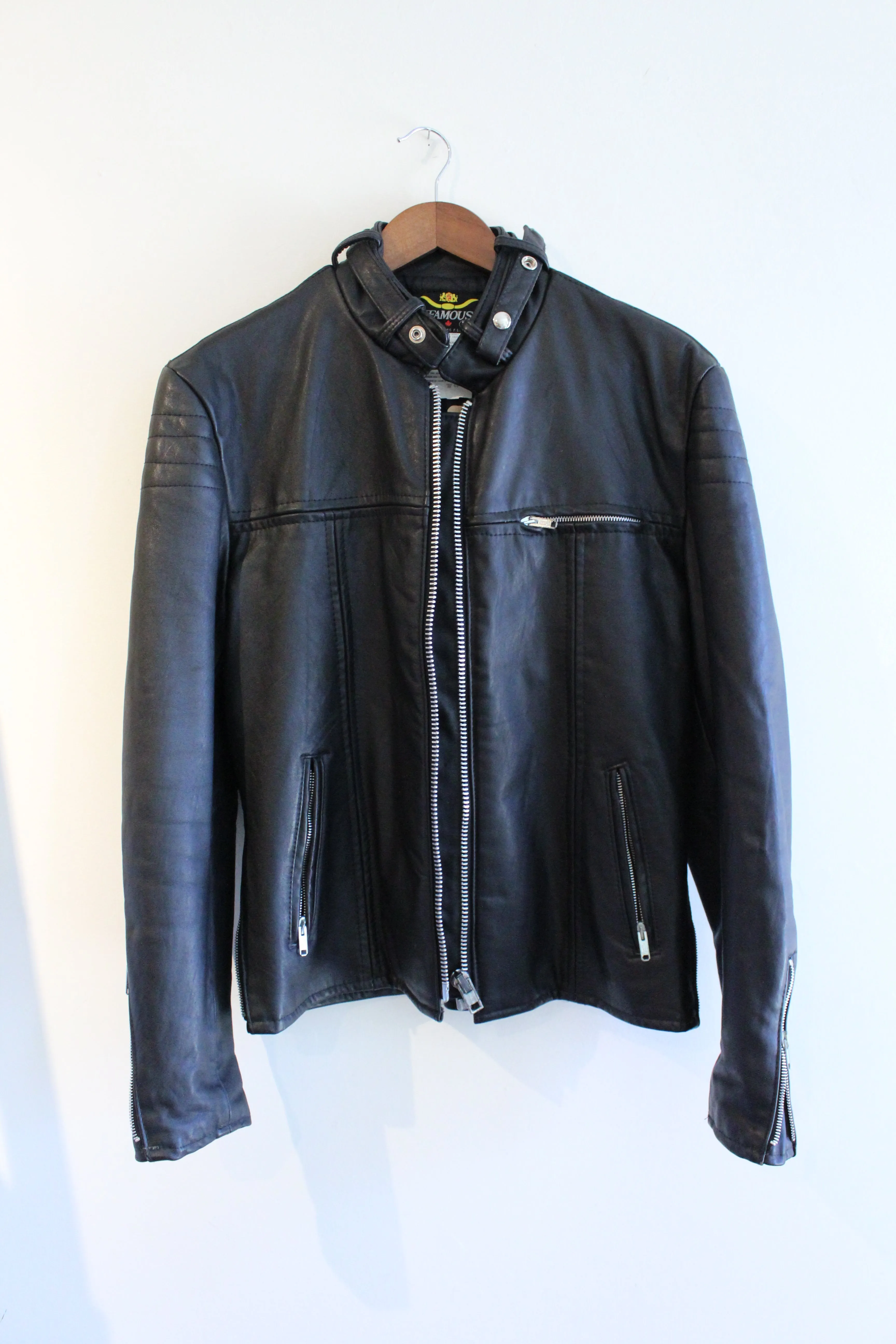 Black Leather Vintage Motorcycle Jacket