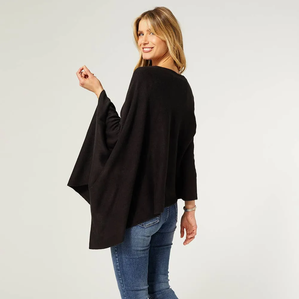 Black Lightweight Poncho One Size