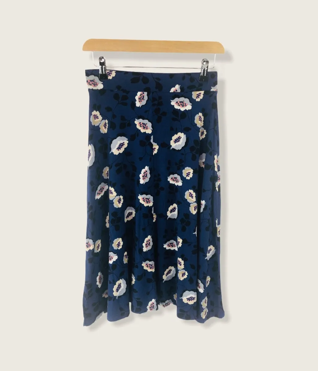 Blue Jersey Floral Midi Skirt 6