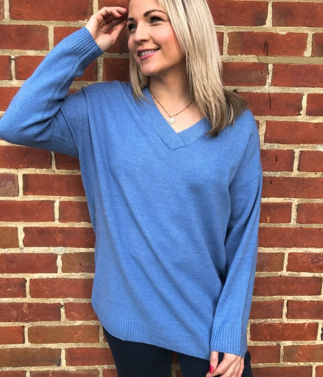 Blue Relaxed Style Jumper