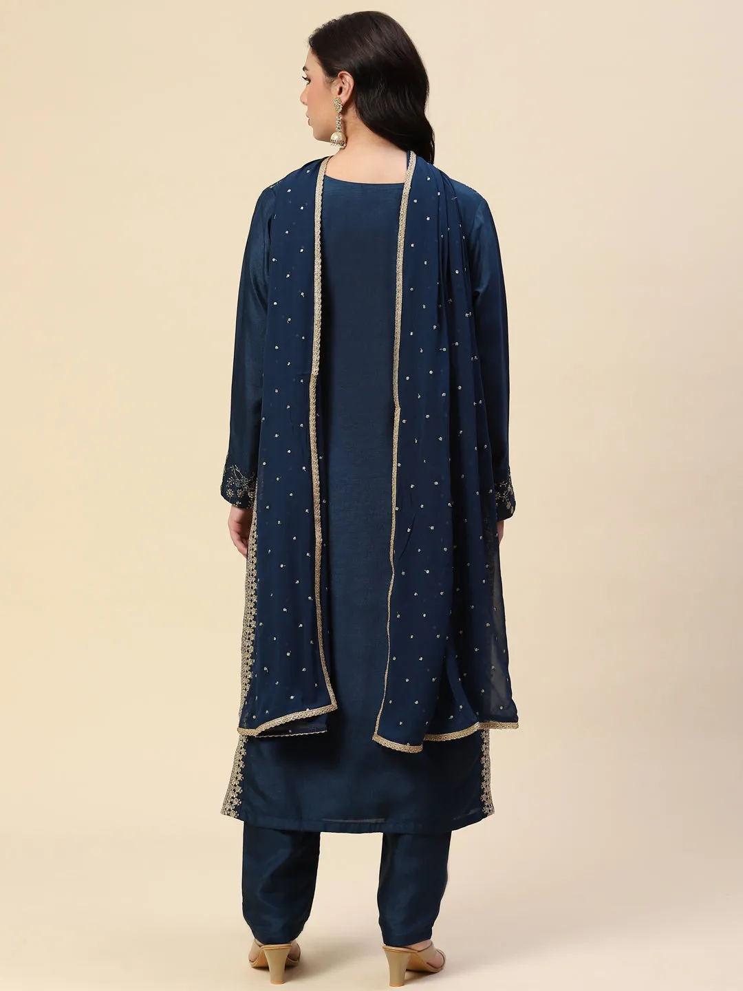 Booti Sequin Handloom Kurta With Pants & Dupatta