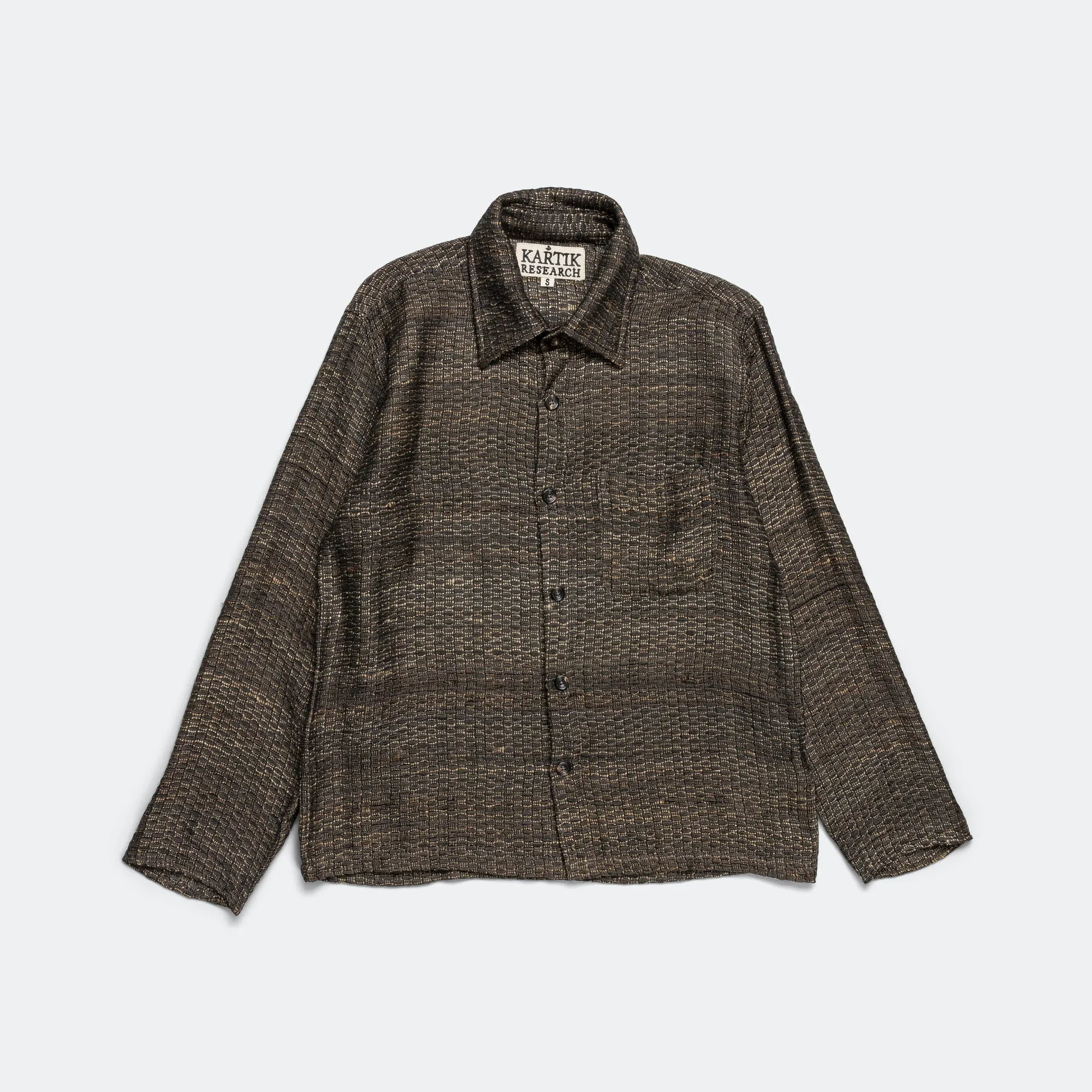 Box Shirt Zari Thread Weave - Charcoal/Gold Small