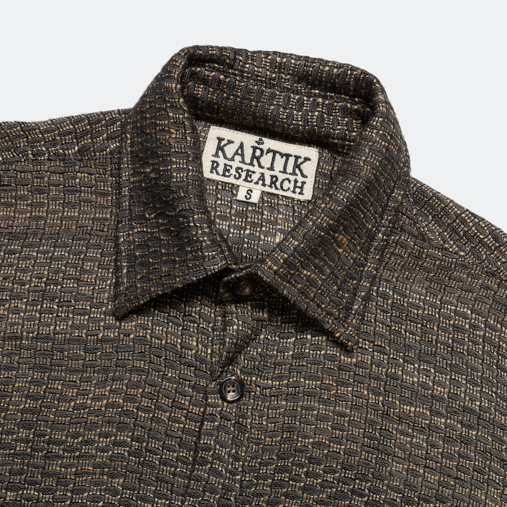 Box Shirt Zari Thread Weave - Charcoal/Gold Small