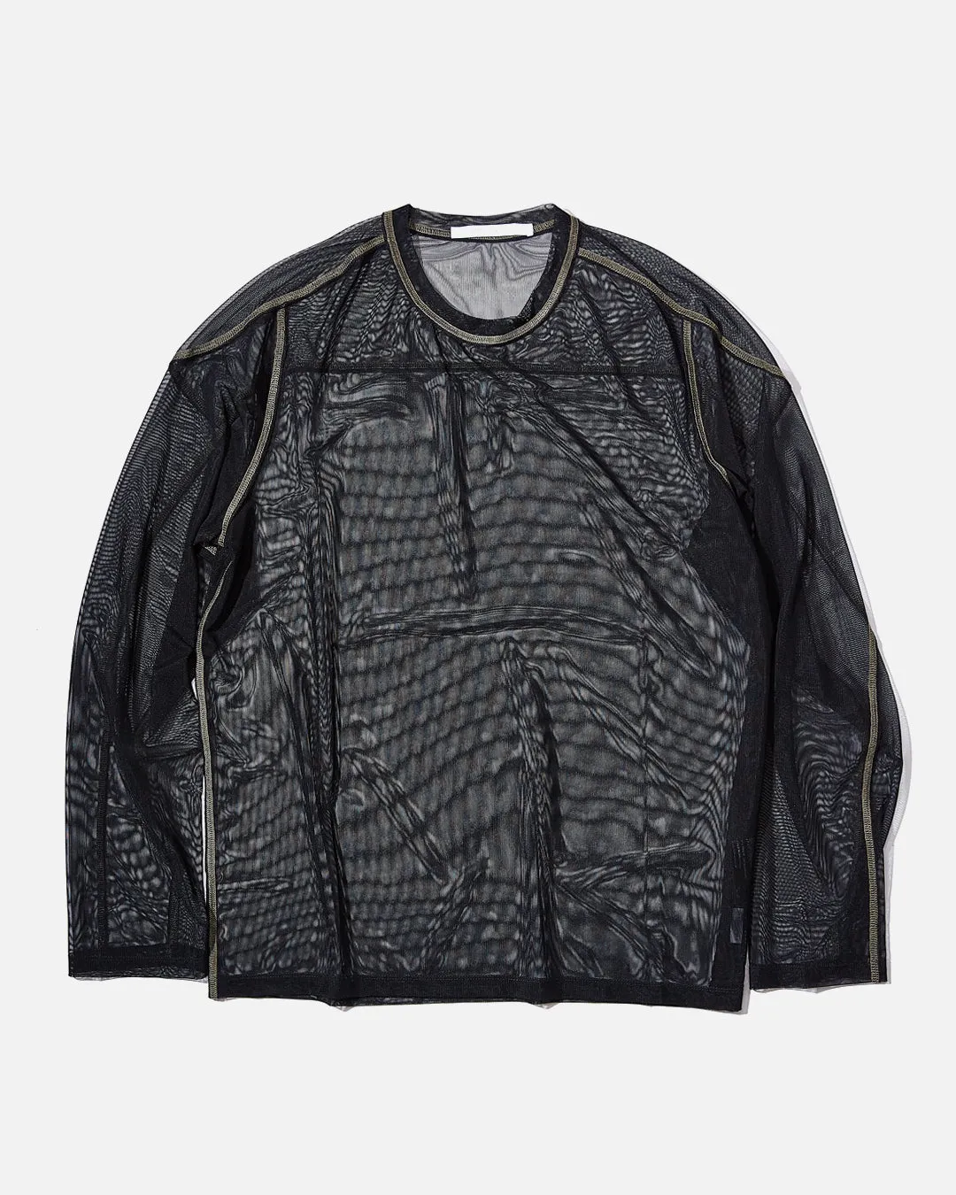 Boxed Mesh Pullover - Black