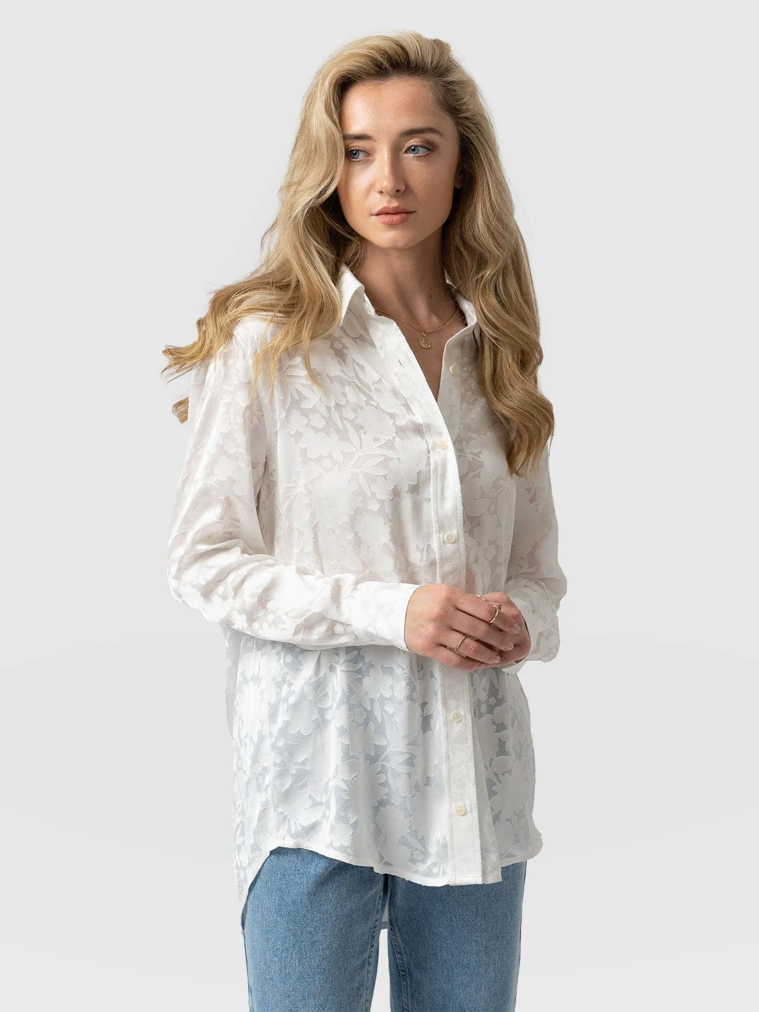 Boyfriend Shirt - White Burnout