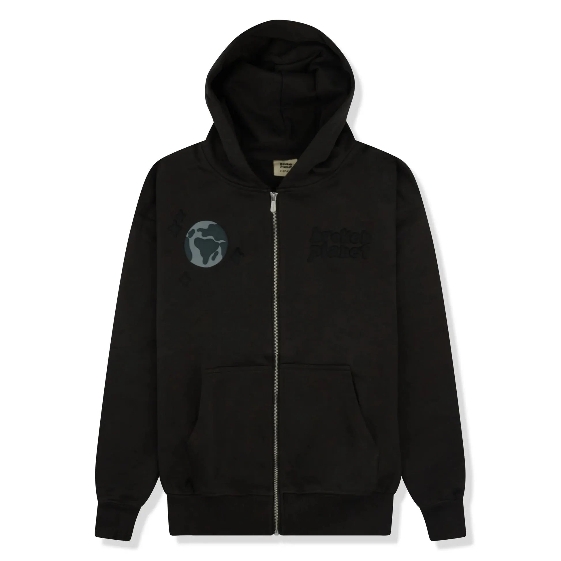 Broken Planet Spider Web Zip-Up Soot Black Hoodie