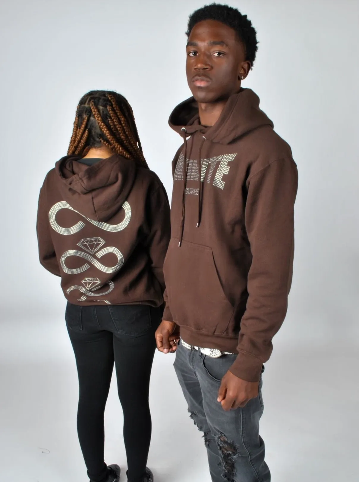 Brown Rhinestone Hoodie