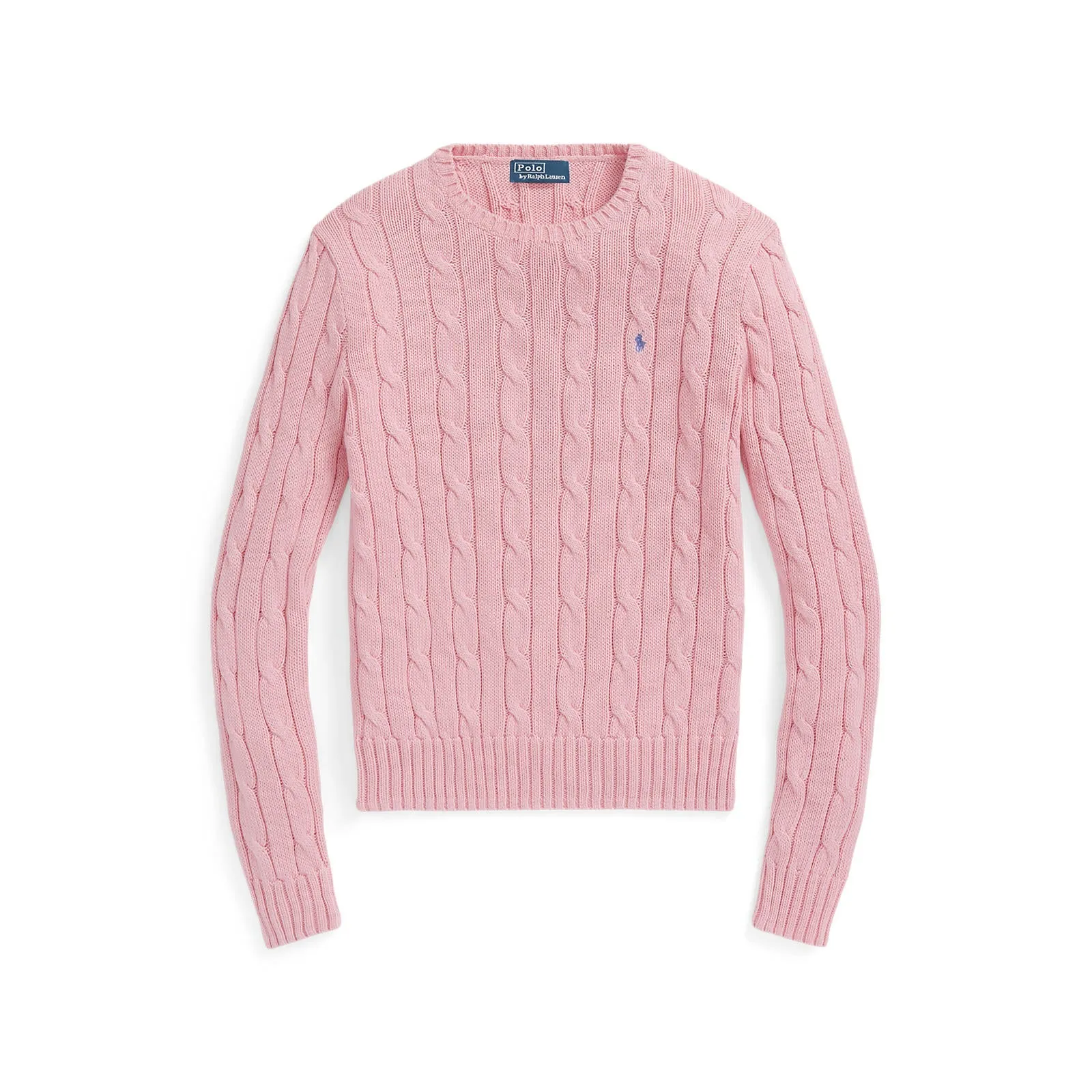 Cable-Knit Cotton Crewneck Sweater - Pink