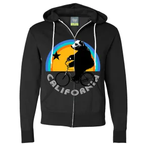 Cozy California Bear Zip-Up Hoodie with Biking Design