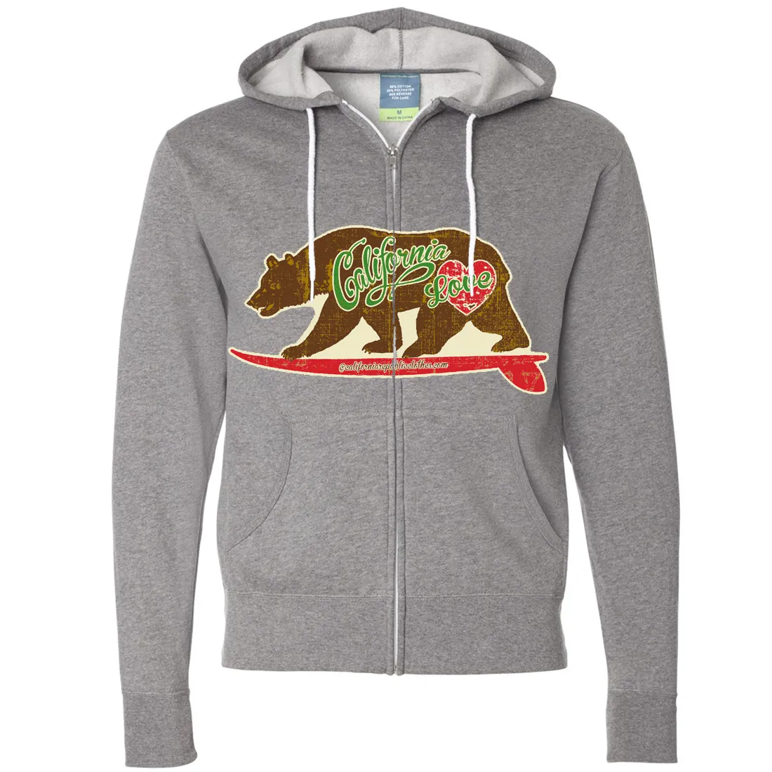 California Love Vintage Surfboard Zip-Up Hoodie