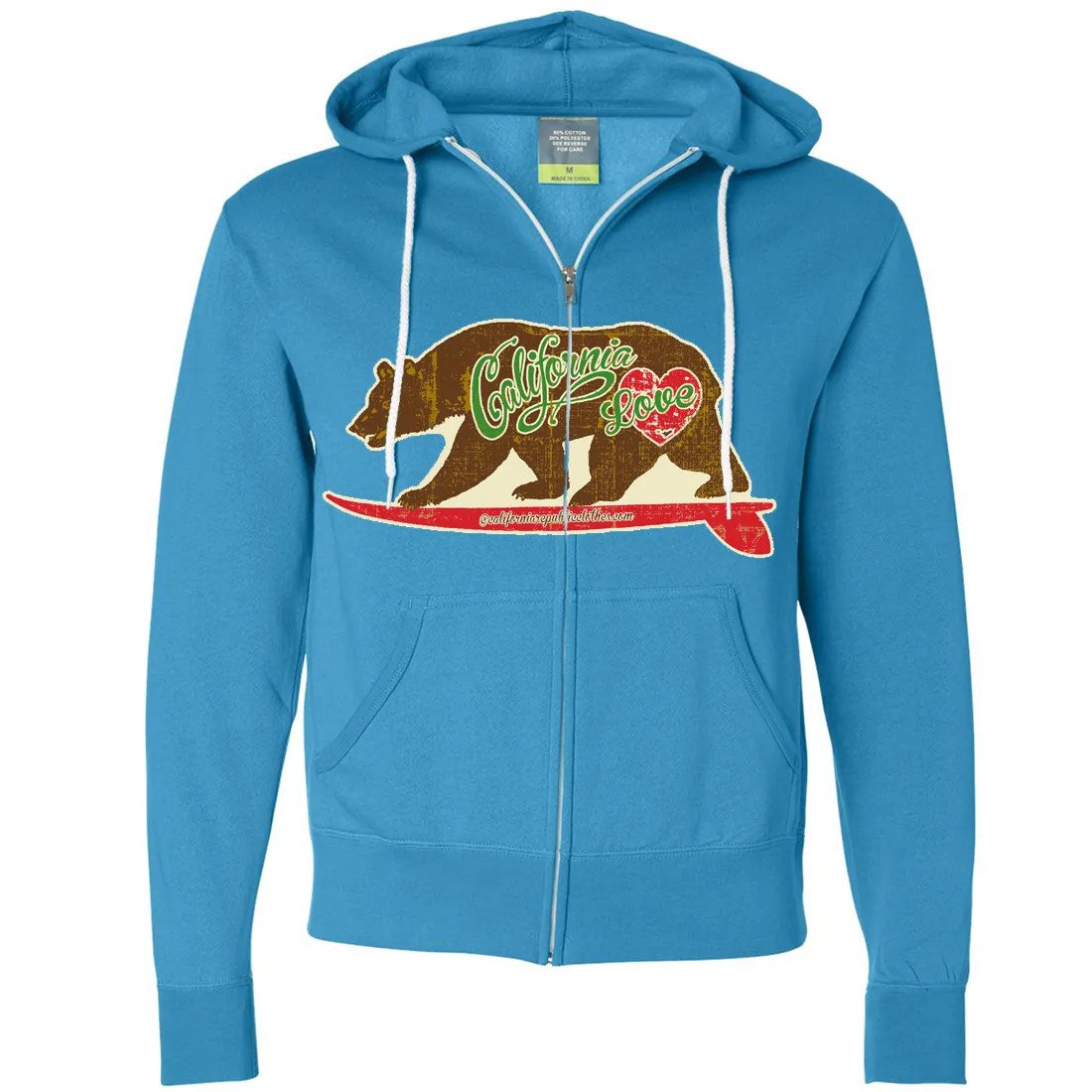 California Love Vintage Surfboard Zip-Up Hoodie