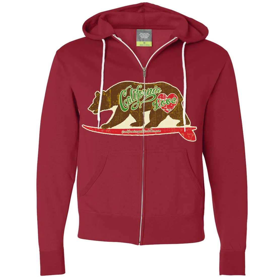 California Love Vintage Surfboard Zip-Up Hoodie