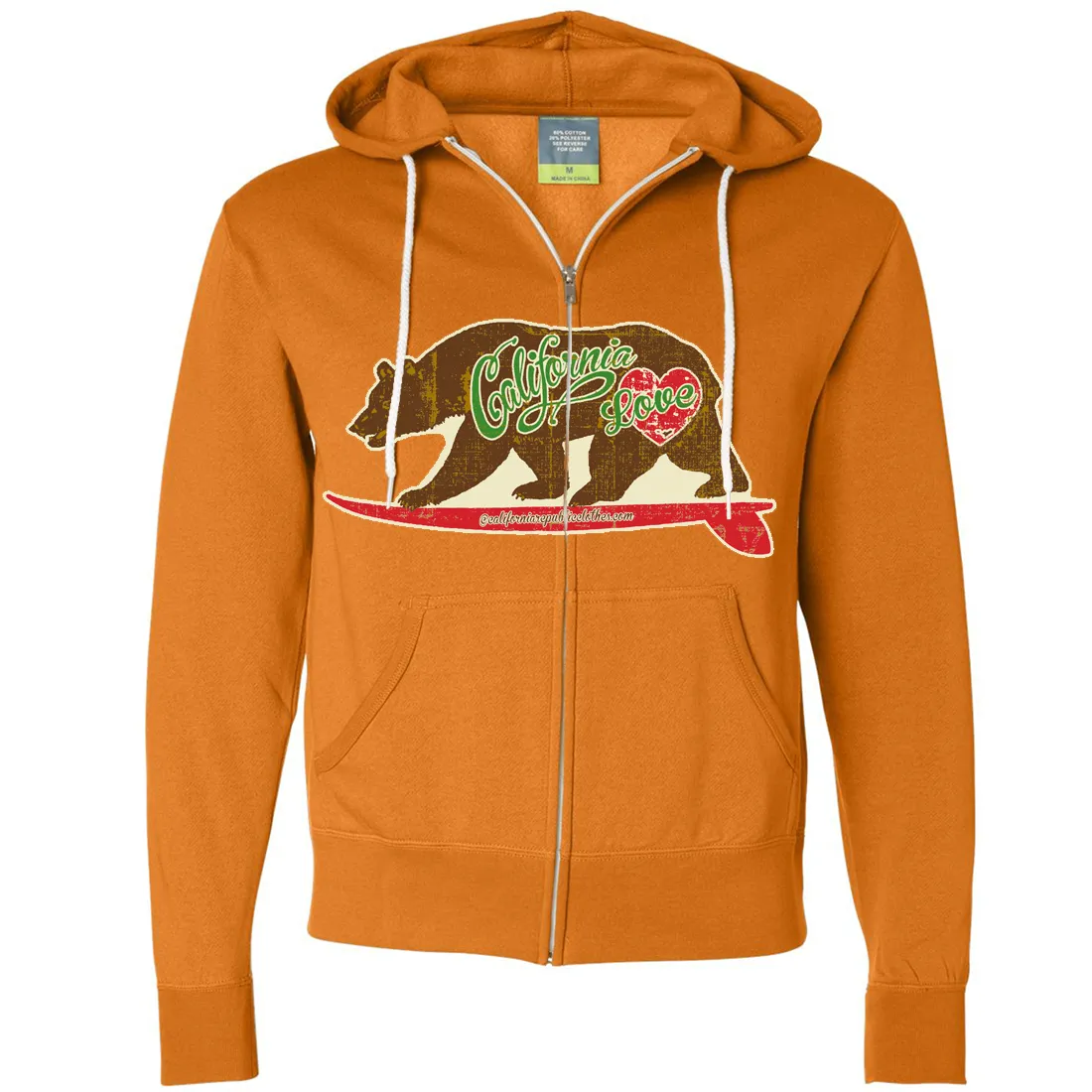 California Love Vintage Surfboard Zip-Up Hoodie