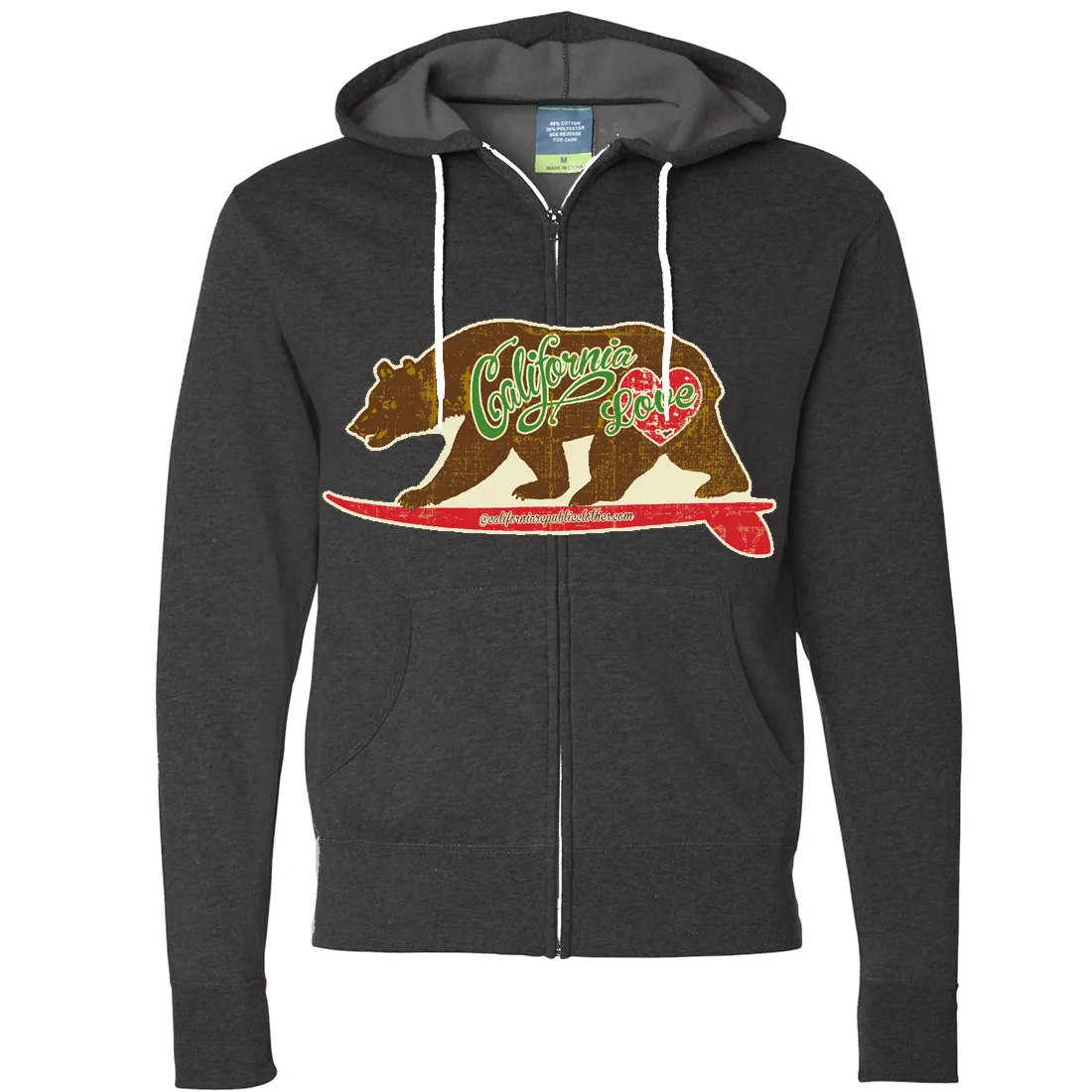 California Love Vintage Surfboard Zip-Up Hoodie