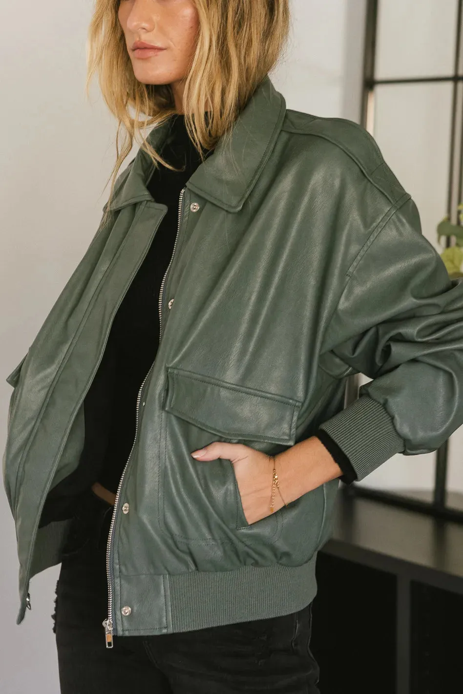 Call Me Back Vegan Jacket in Olive