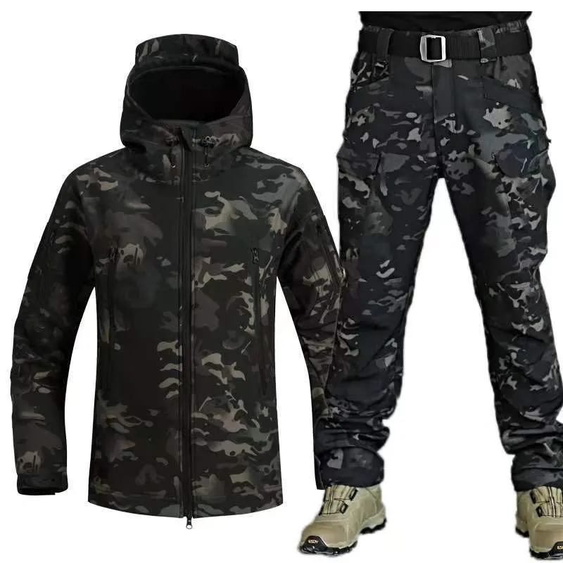 Camo Mens Outdoor Forces Jacket Soft Shell Tactical Suits