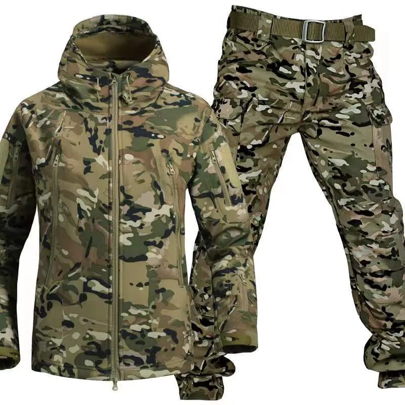 Camo Mens Outdoor Forces Jacket Soft Shell Tactical Suits