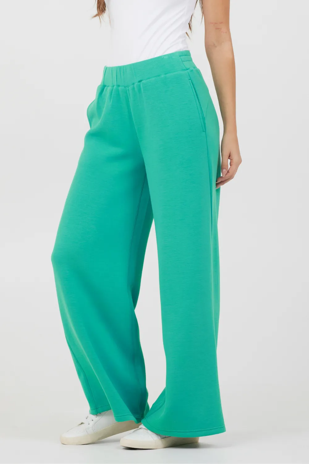 Caribbean Turquoise Cloud Fleece Flare Pants