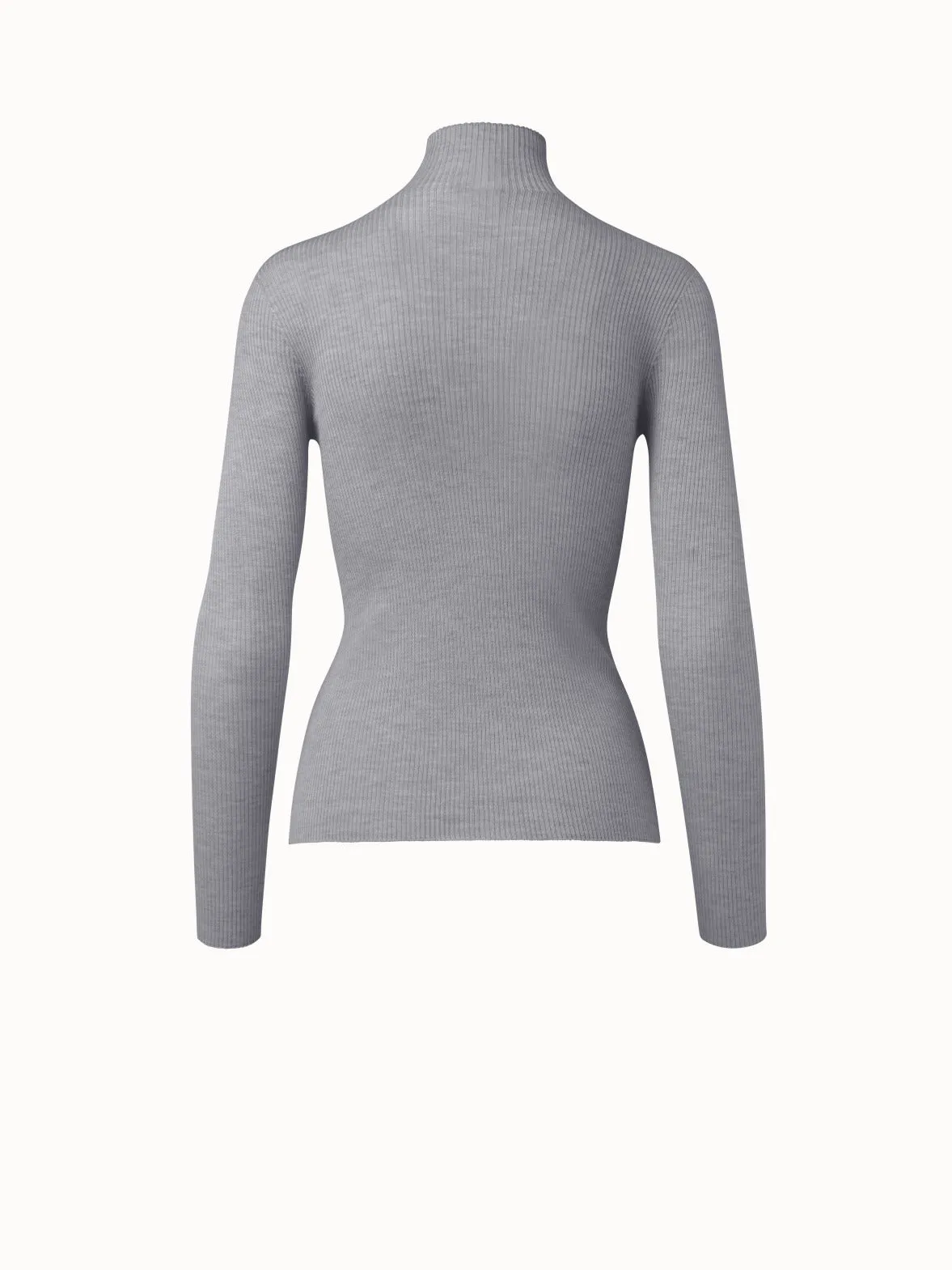 Cashmere Silk Fine Rib Mockneck