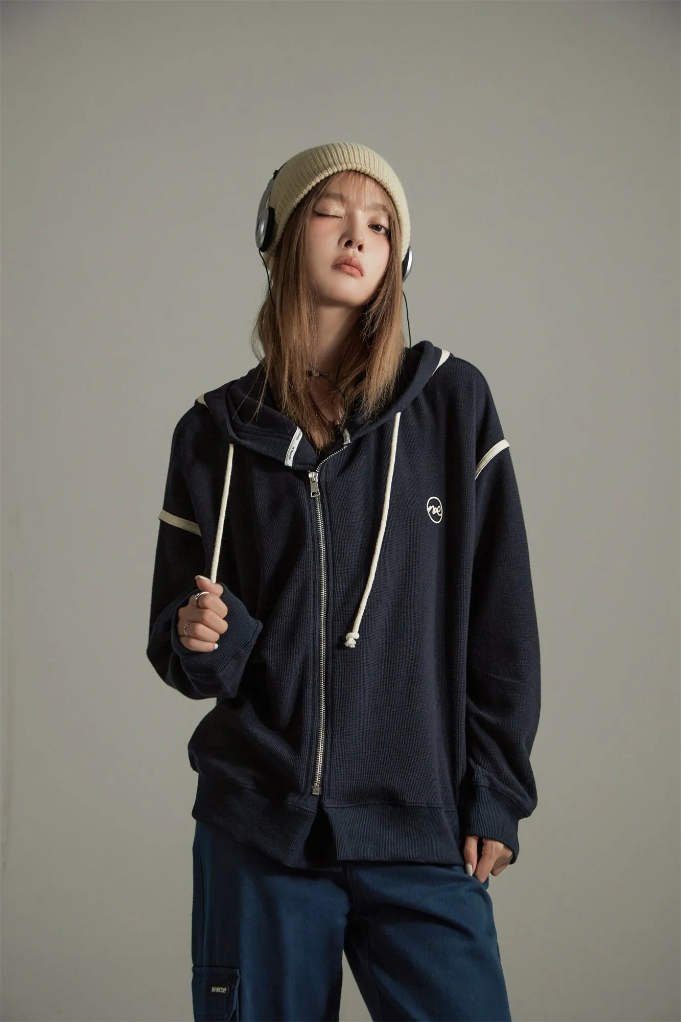 Casual Loose Fit Zip-Up Hoodie